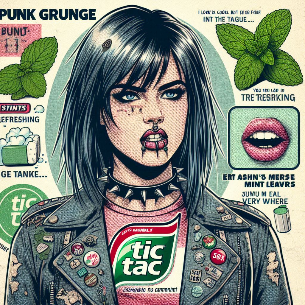 grunge mint poster tic tacs and punk women angry chick 80s poster art